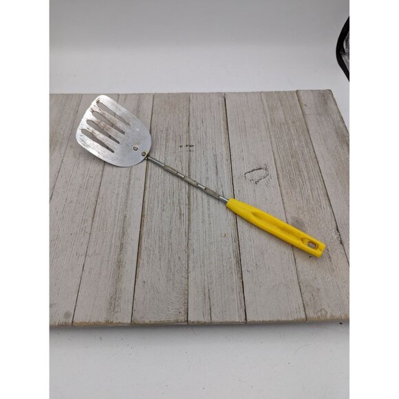Vintage Chrome Spatula Slotted 12" Yellow Handle Korea - Picture 1 of 7